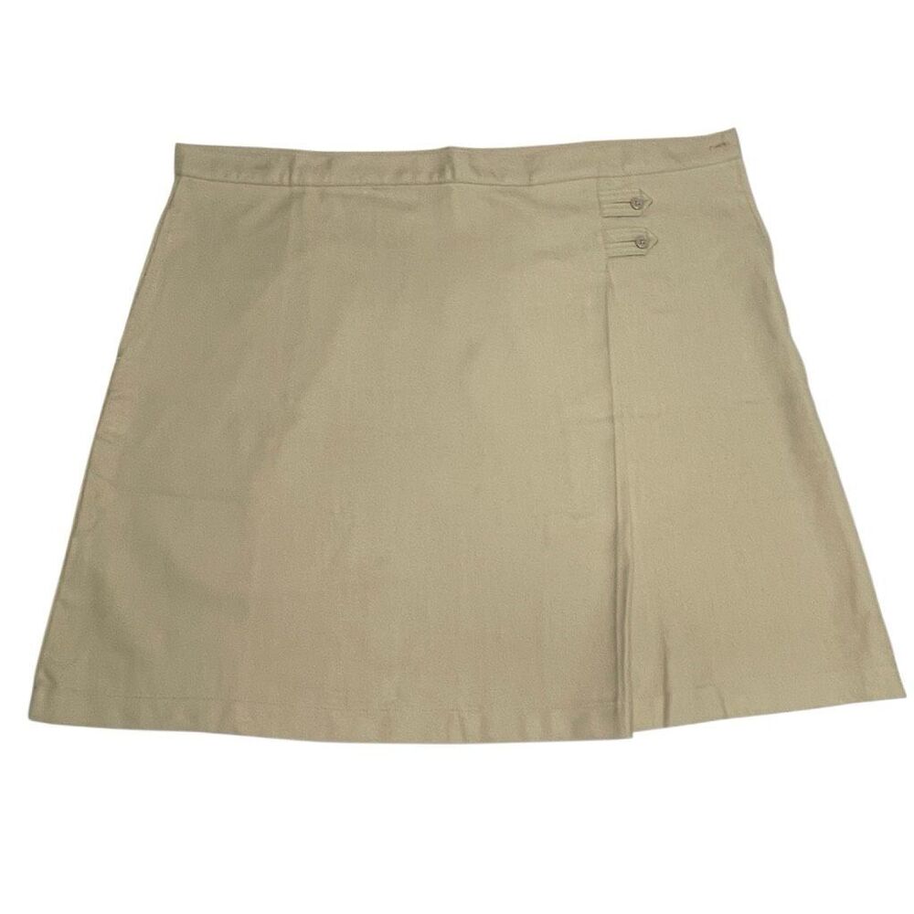 Lands End Khaki Lightweight Pleated Mini Skirt